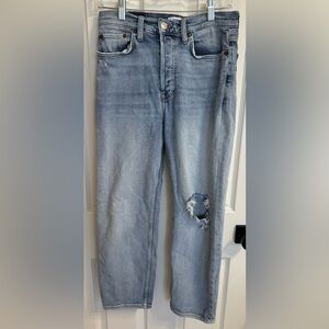 Re/Done Light Blue Distressed Button Fly Jeans